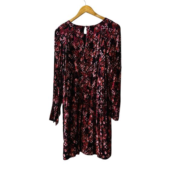H&M Floral Ruffle Long Sleeve Shift Dress Size 14 Brown Multi - Picture 3 of 7